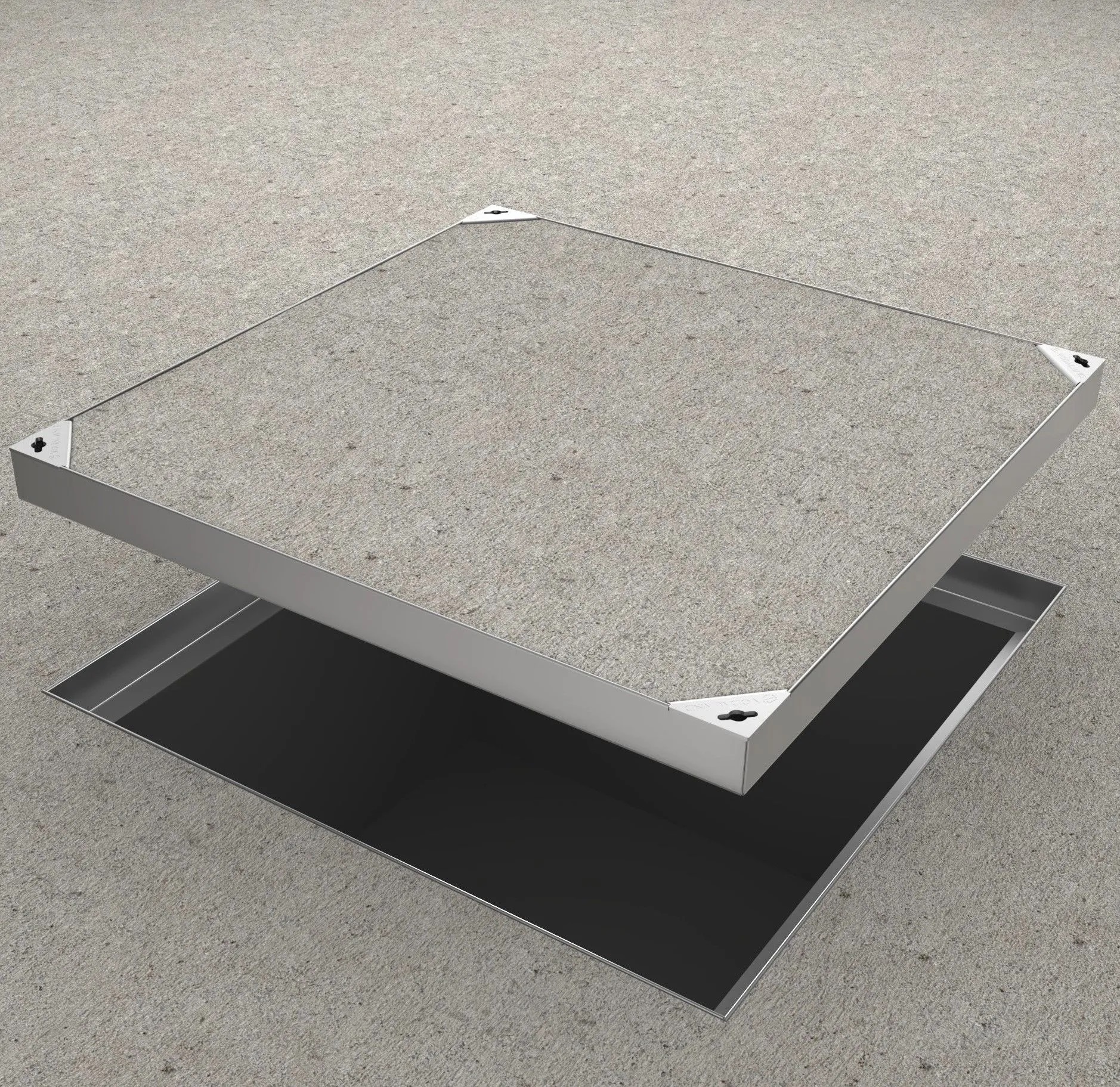 Rejtett aknafedél, horganyzott acélból, 800×800 mm, 700×700 mm szabad nyílással, B125 terheléssel - Image 2