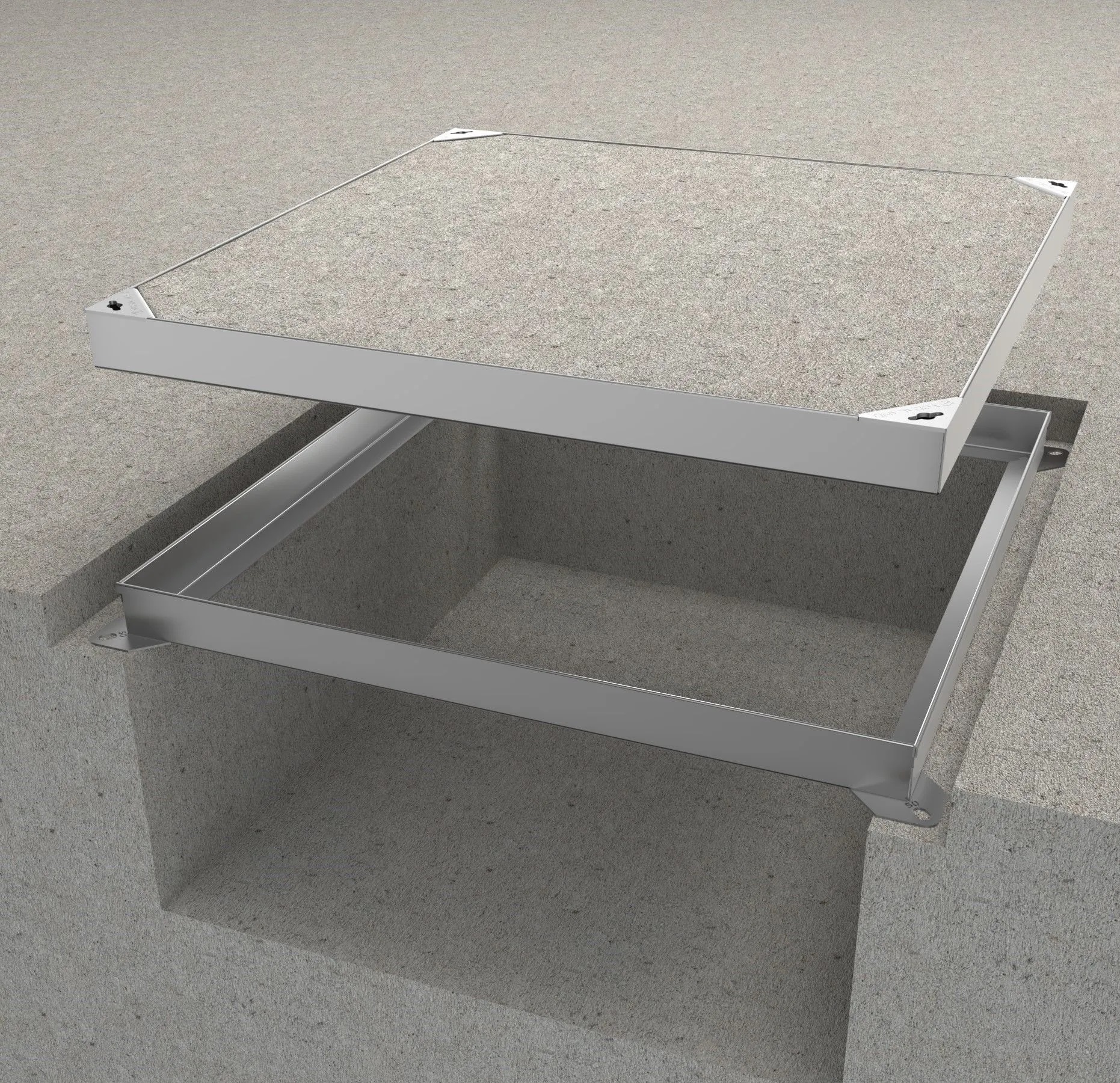 Rejtett aknafedél, horganyzott acélból, 800×800 mm, 700×700 mm szabad nyílással, B125 terheléssel - Image 3